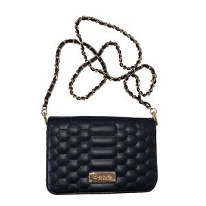 Bebe Quilted Cocktail Clutch Chain Strap Crossbody Bag Black